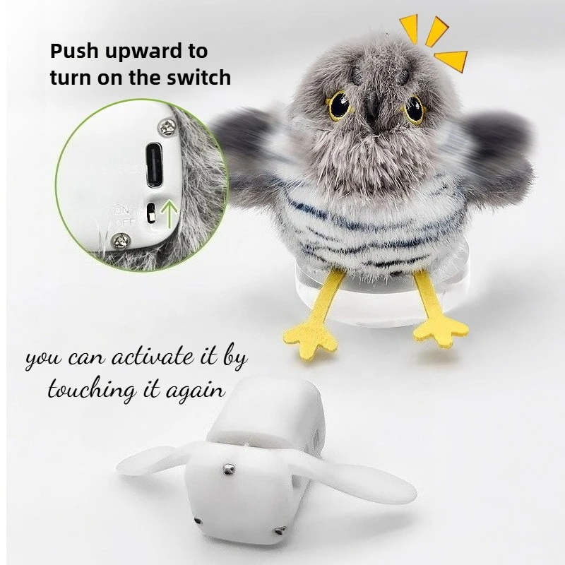 Chirping Bird Interactive Cat Toys  Flapping Bird Toys for Indoor Cats Simulation Bird Interactive for Kitten Playing Teaser