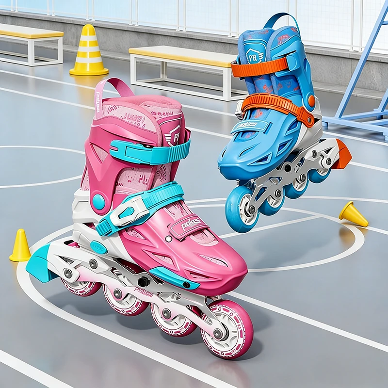 

Kids Adjustable Inline Skates Beginner Roller Skates Flash Wheels PU Wear Resistant Outdoor Skating Shoes Boys Girls Light Up