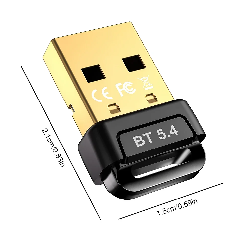 อะแดปเตอร์บลูทูธ 5.4 ยูเอสบี บลูทูธ 5.3 ดองเกิลเสียบและเล่นเครื่องส่งสัญญาณบลูทูธไร้สายสำหรับแป้นพิมพ์เมาส์พีซี