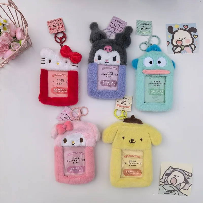 

Sanrio Plush Card Holder Kawaii Kuromi Cinnamoroll Hello Kitty ID Card Photo Album Bag Hanging Keychain Student Cover