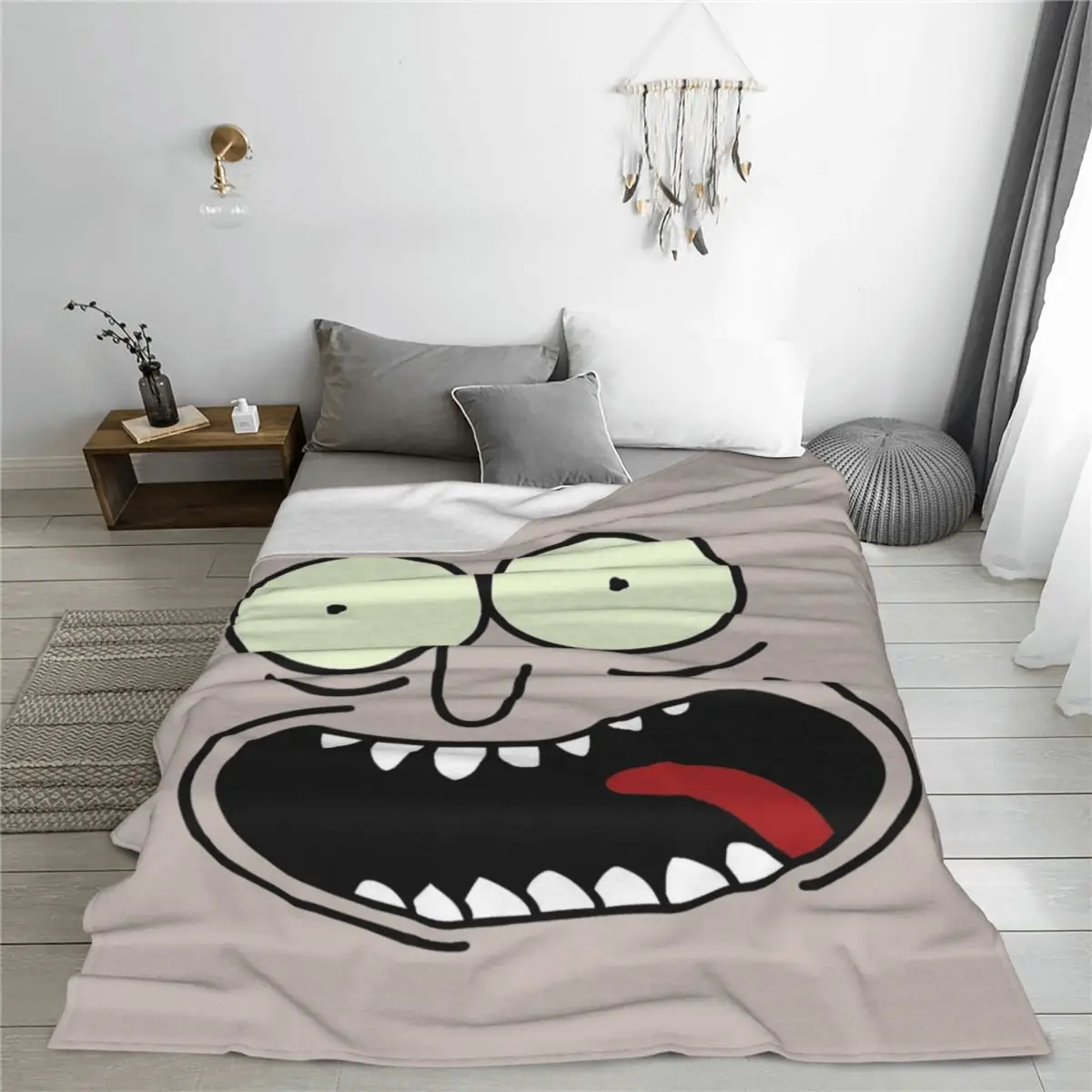 Pickle R-Ricks Face Blankets Velvet Summer Multifunction Lightweight Thin Throw Blankets for Bedding Bedroom Rug Piece