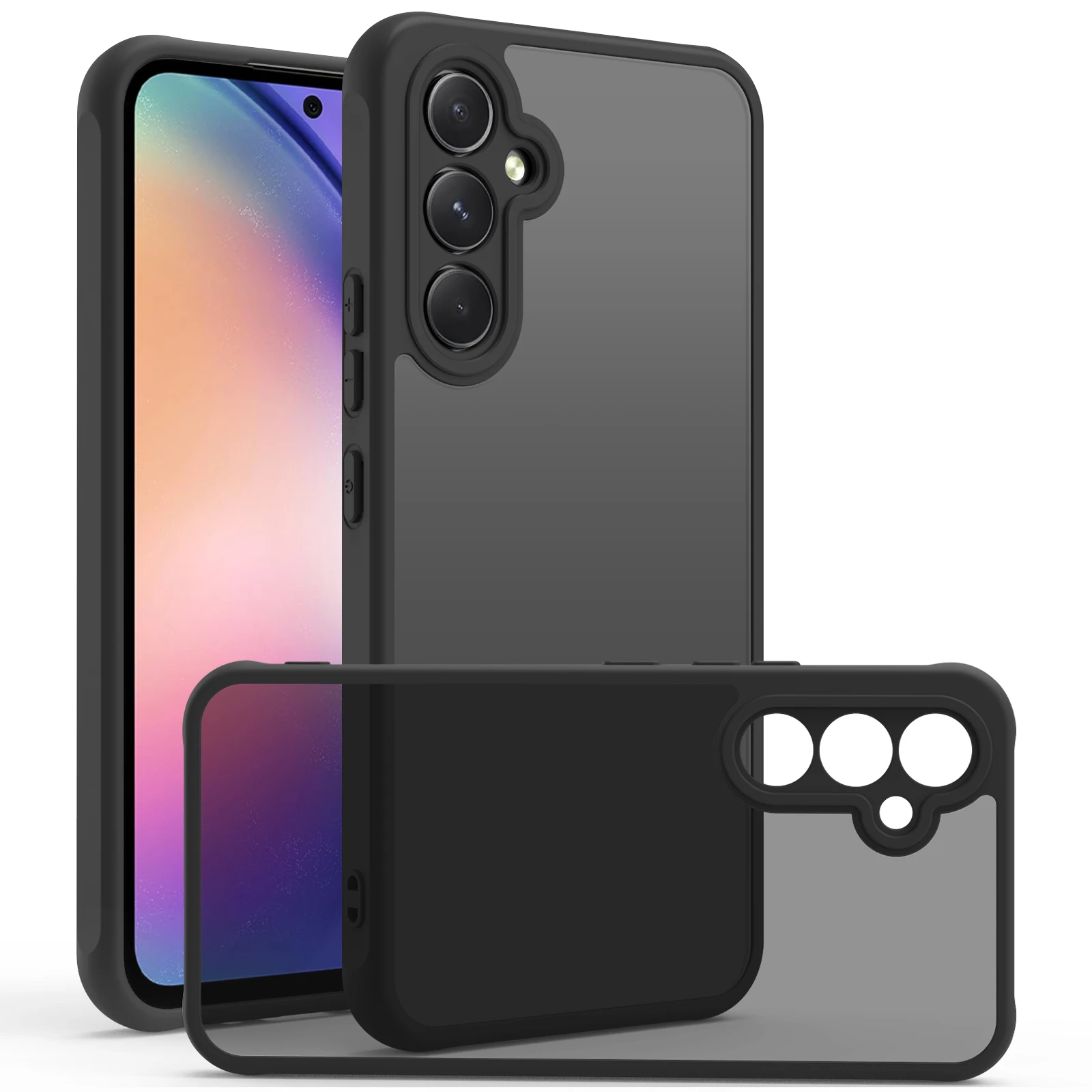 

Модный матовый чехол для Samsung Galaxy A16 A25 A35 A54 S23 Ultra S24 Ultra, прозрачный черный, ударопрочный, защитный чехол для телефона