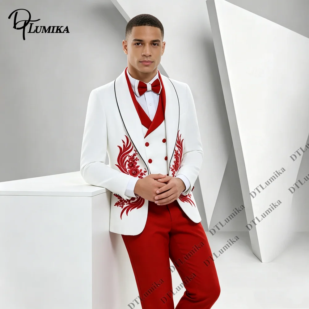 Festive Elegant Three-Piece Tuxedo Adopting Classic Formal Suit Jacket Vest Pants Banquet Custom Size Colors Available Men Suits