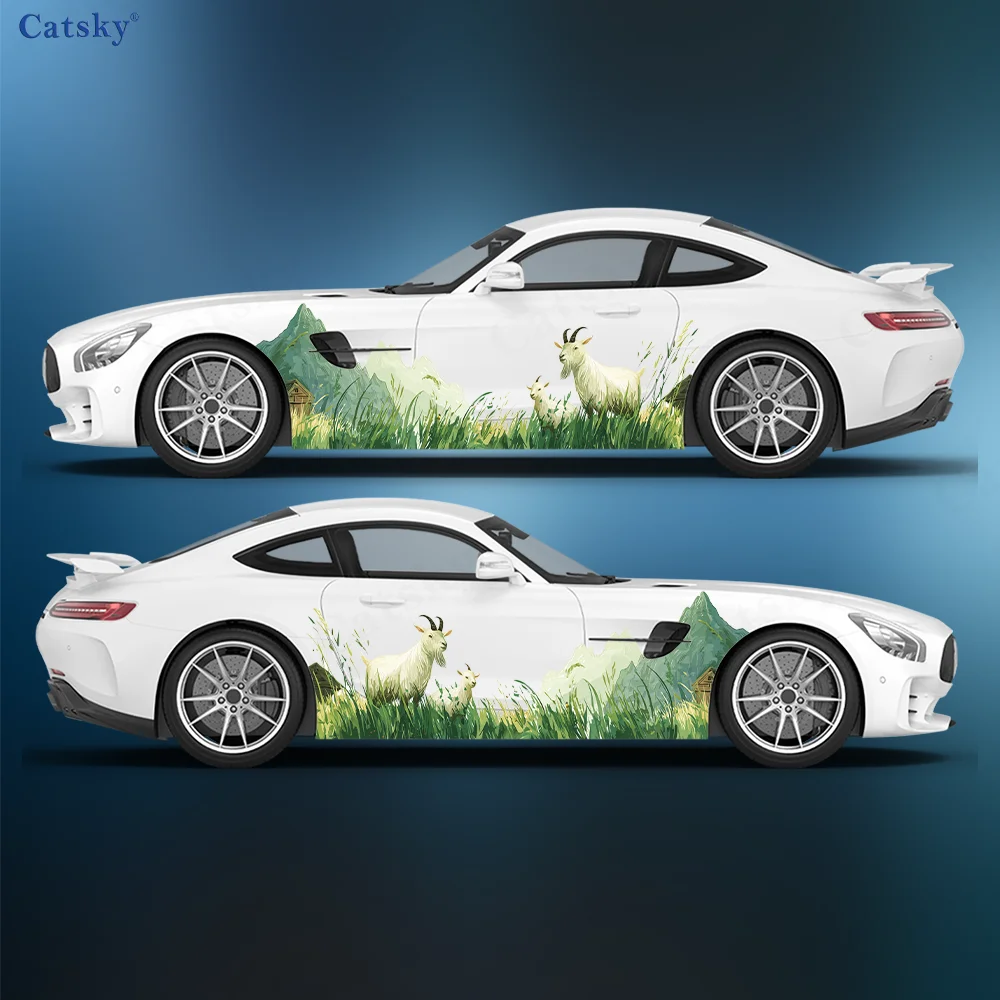 

Farm Village Mountain Peak Sheep Car Vinyl Wraps Decal Self-adhesive PVC Sticker Suitable for Trucks SUV Decor Auto Accessories