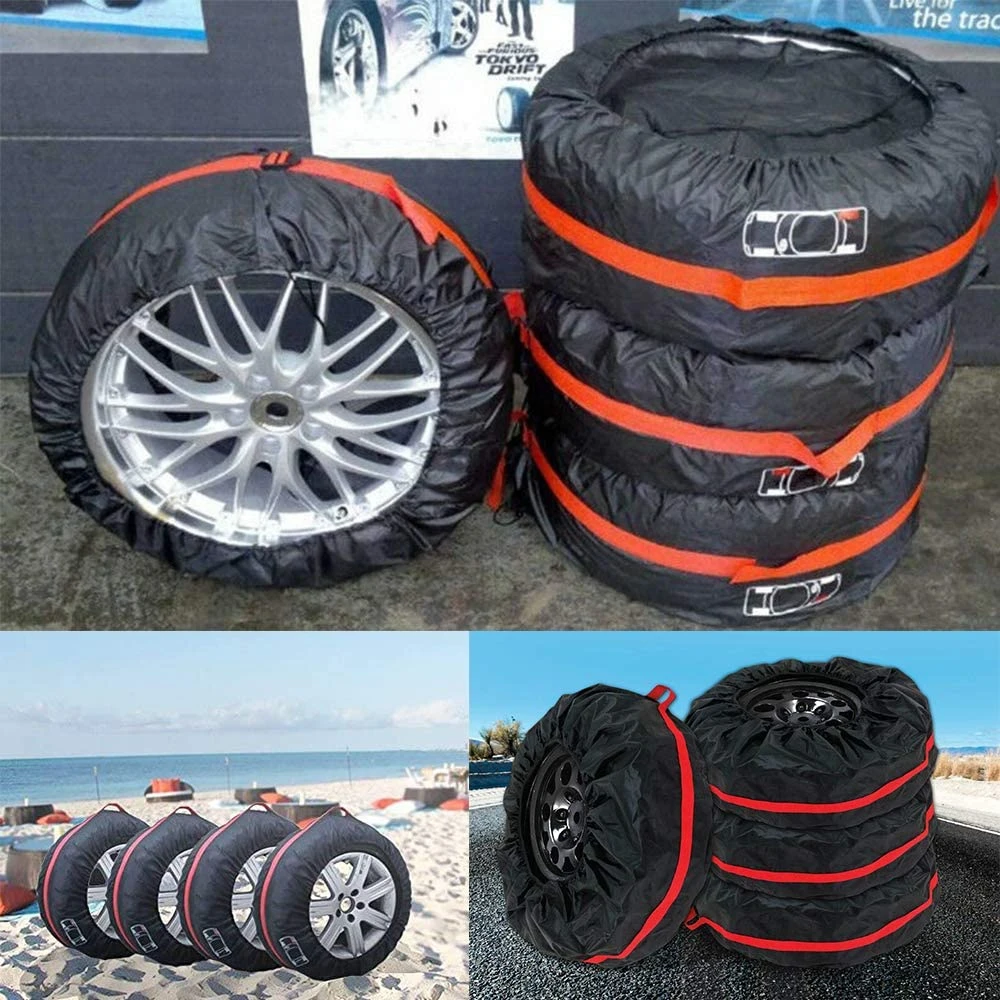 4pcs Spare Tire Cover 31in Waterproof Adjustable Seasonal Tire Storage Bag Dustproof Tire Tote Wheel Protection Covers