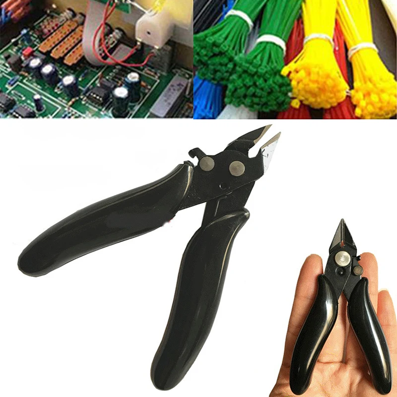 Black Diagonal Pliers Mini Wire Flush Cutter 3.5 Inch Micro Diagonal Cutting Plier Wires Insulating Rubber Handle Model Pliers