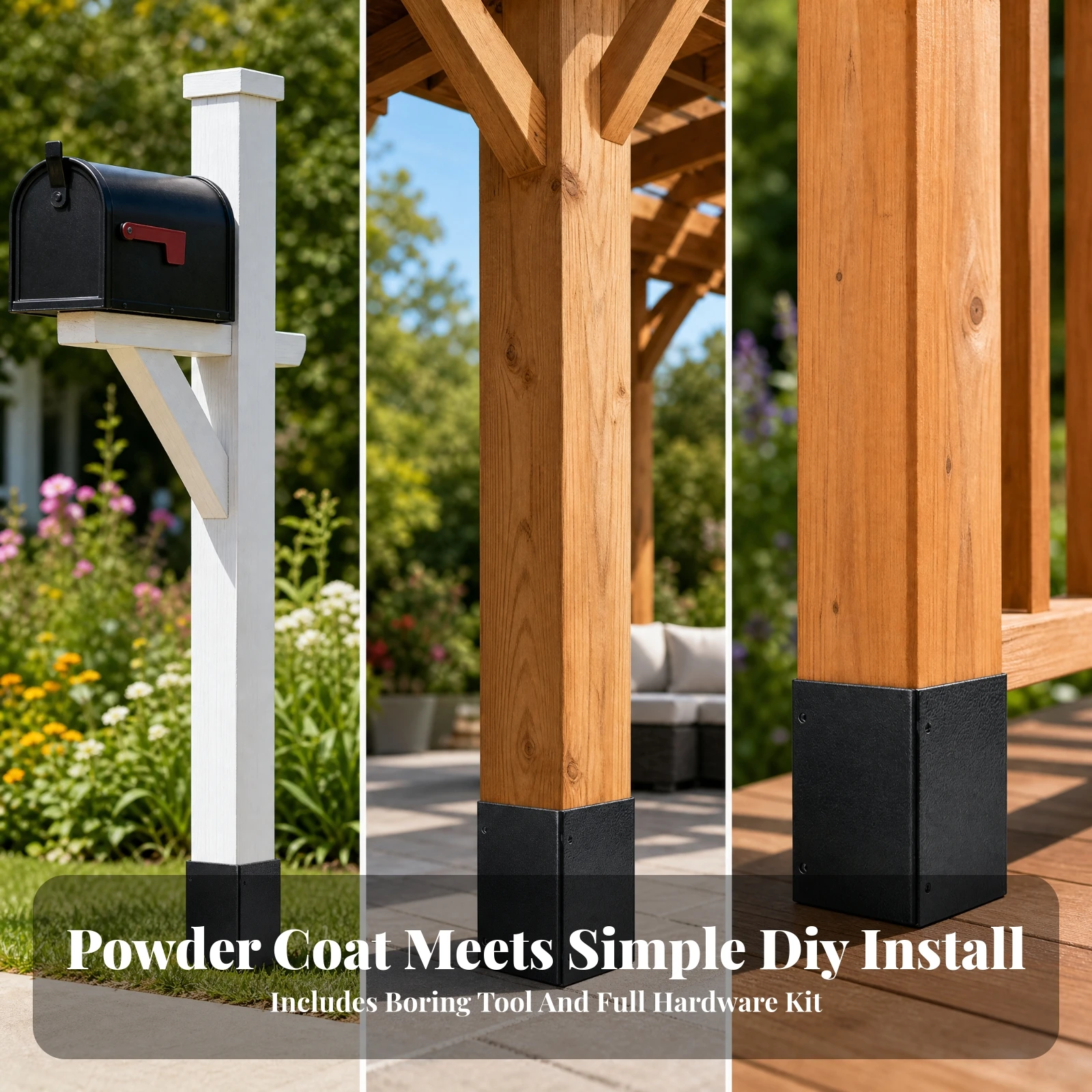 stainless-steel-post-base-cover-adjustable-l-panel-protector-for-mailbox-fence-deck-with-installation-screws-and-socket