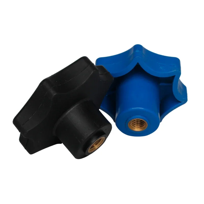 

2pcs M12 seven stars plastic head plum blossom nut through hole solid lock handle nuts black blue