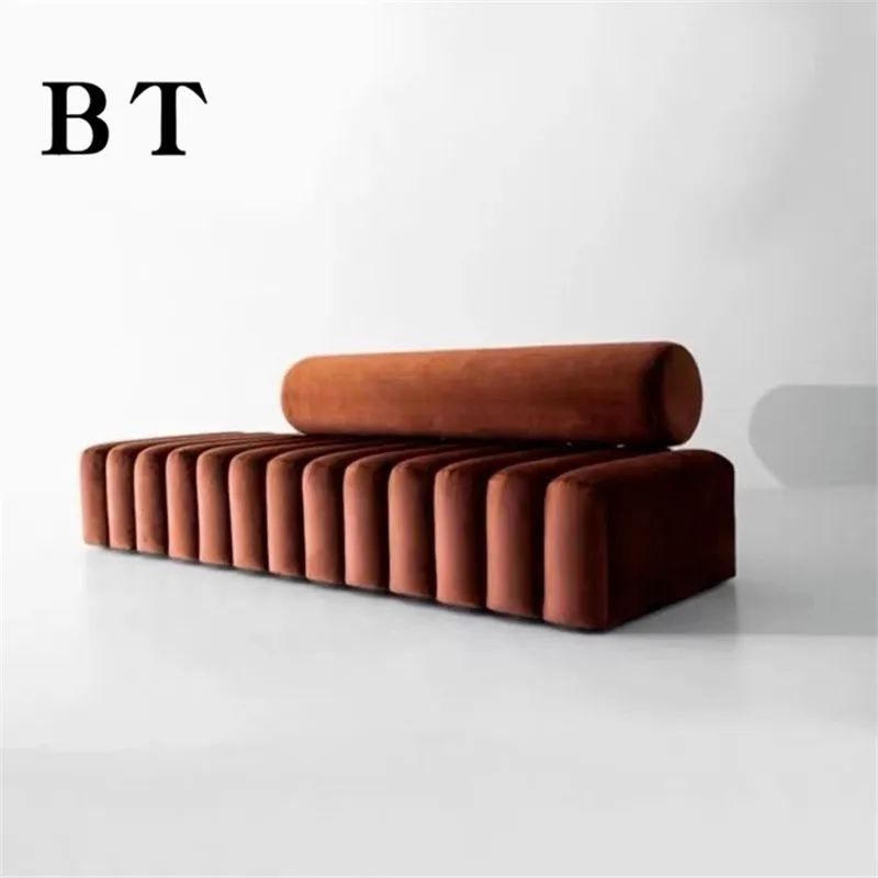 Fabric backrestbed tail stoolentrance  shoe changing light luxury living room sofa stoolsample room stool image 4