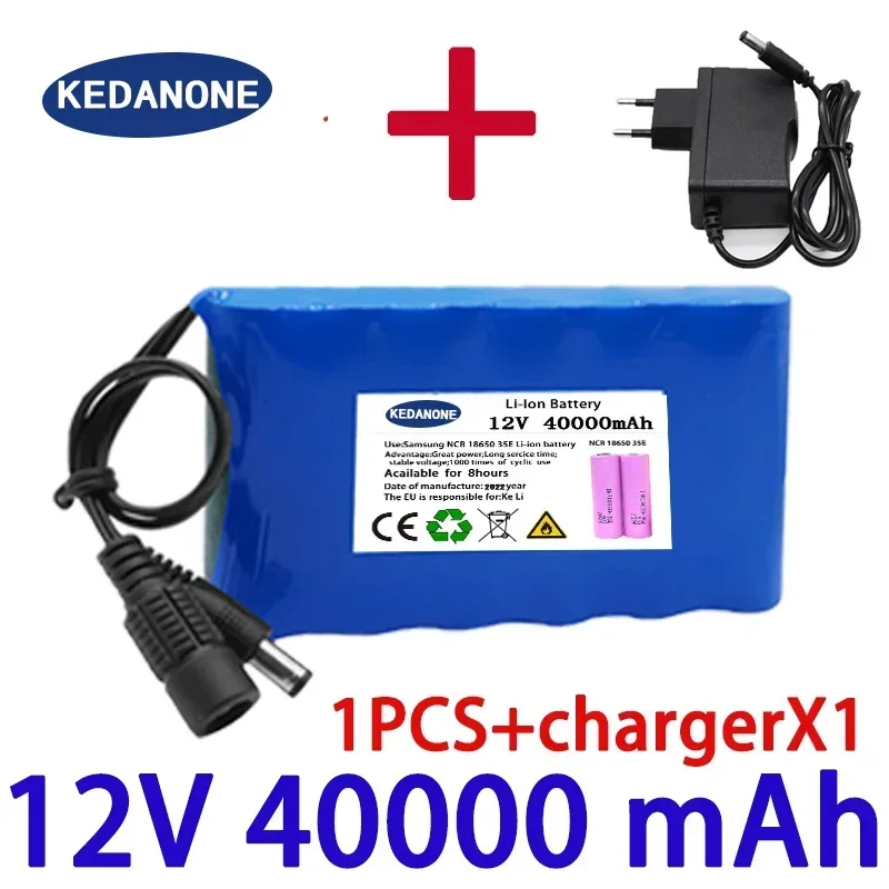 Original NEW Portable Super 12V 20000mah Battery Rechargeable Lithium Ion Battery Pack Capacity DC 12.6v 30Ah CCTV Cam Monitor +