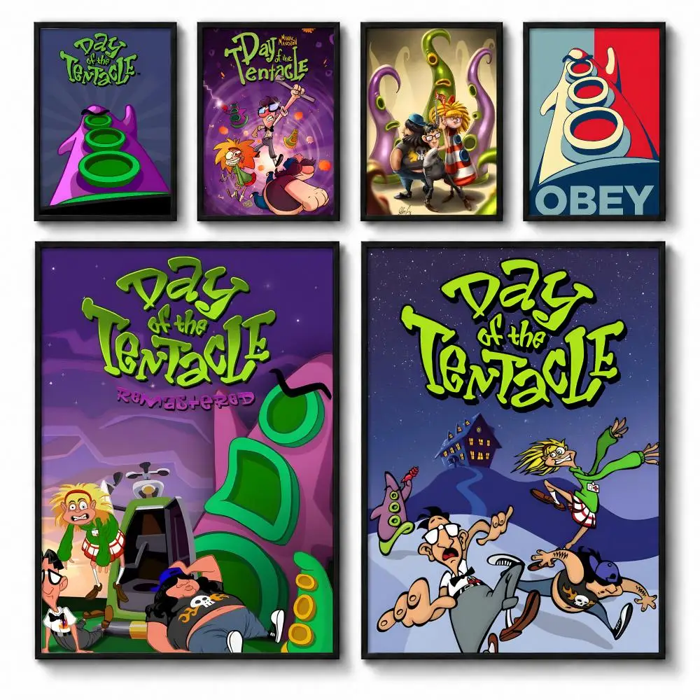Day of the Tentacle Classic Vintage Poster Self-adhesive Art Waterproof Paper Sticker Coffee House Bar Room Wall Decor