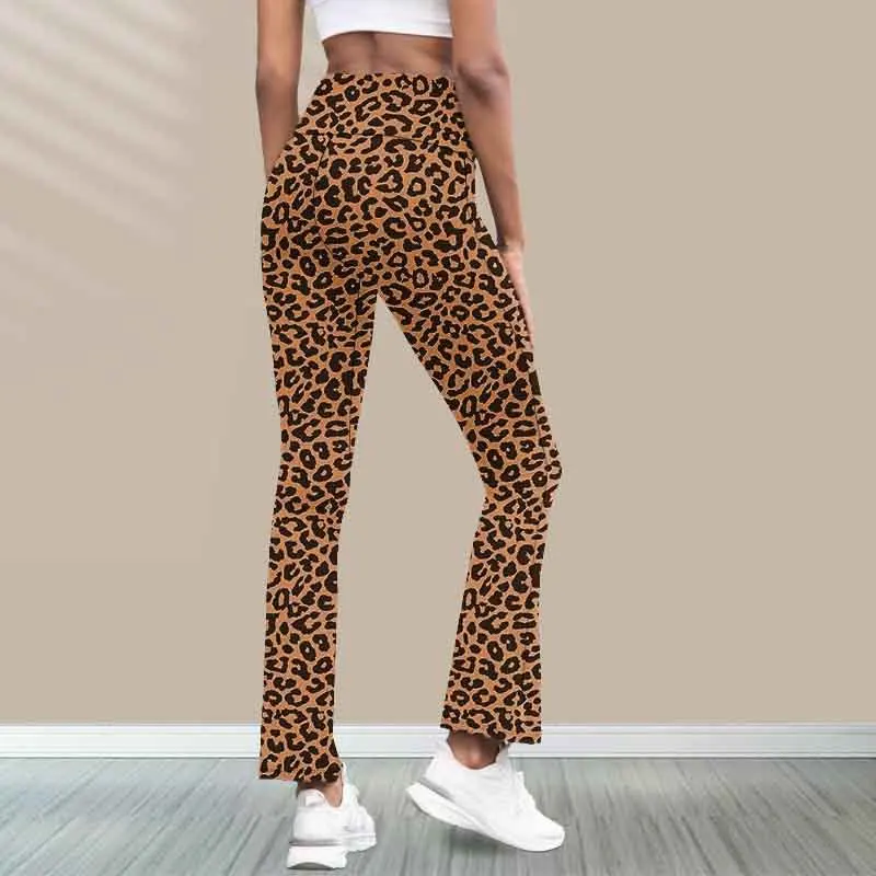 

Модные брюки-клеш с высокой талией для фитнеса, узкие брюки с высокой талией для похудения, темперамент, спортивные широкие брюки-клеш для йоги