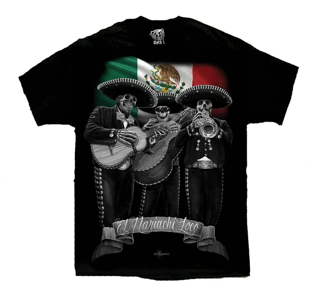 El Mariachi Loco Viva Mexico Chicano Lowrider Art DGA David Gonzales T Shirt