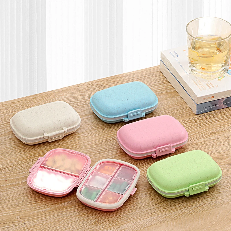 Portable 8 Grid Pill Organizer Travel Medicine Box Foldable Tablet Case Daily Vitamin Container Storage Dispenser Gift