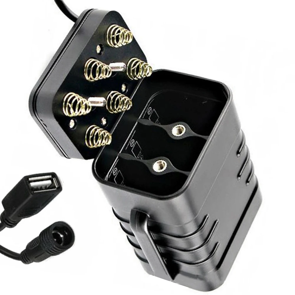 Best-12V 6X18650 Battery Box LED Light Battery Holder With Cable USB/DC Dual Interface Waterproof Battery Box Easy Install
