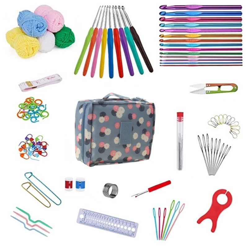 

107 Pieces Crochet Hooks Set, Ergonomic Knitting Needle Weave Yarn Kits with Storage Case and Crochet Needle Accessories