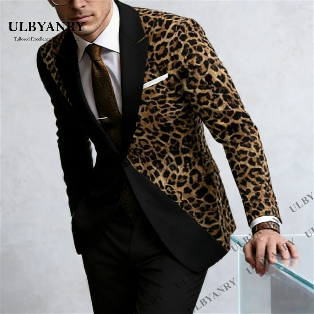 

Модные мужские костюмы ULBYANRY с леопардовым принтом, комплекты из 2 предметов, однобортные пиджаки для выпускного вечера, индивидуальный пошив, смокинг для жениха на ужин или вечеринку