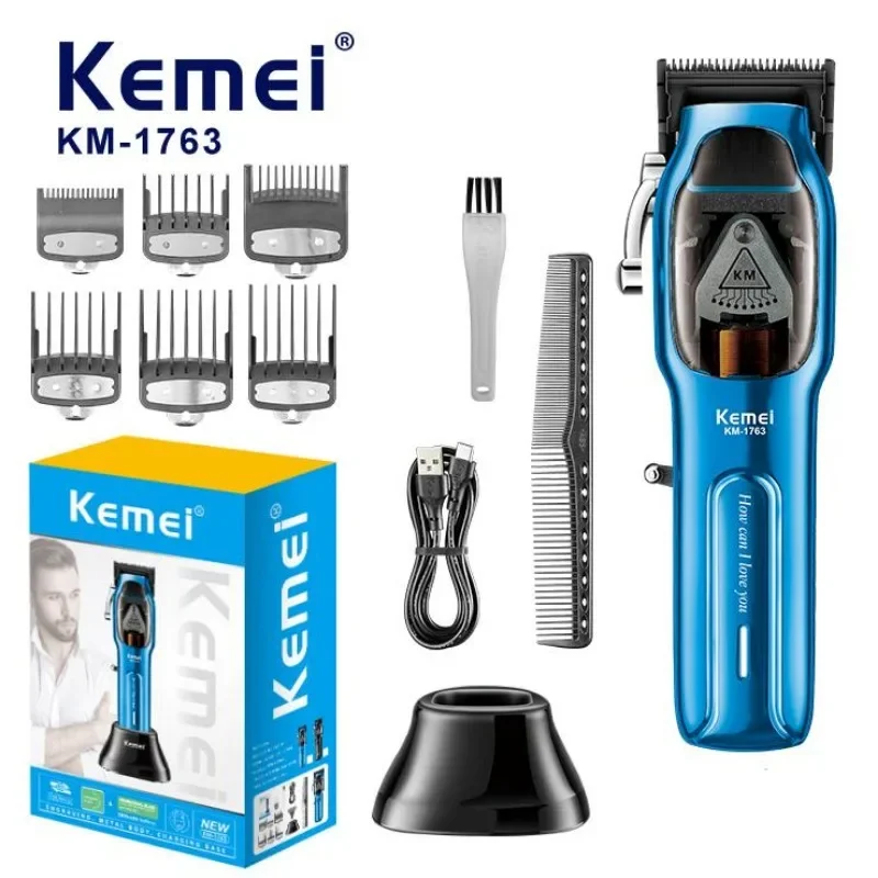 Kemei KM-1763 New USB Charging Base Fast Charging Adjustable Blade Electric Thruster High Speed Powder Metallurgy Blade