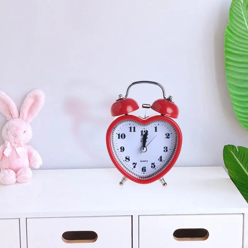 Q39B Heart Clock despertador No Ticking Silent Night Light para relojes para niños Dormitorio