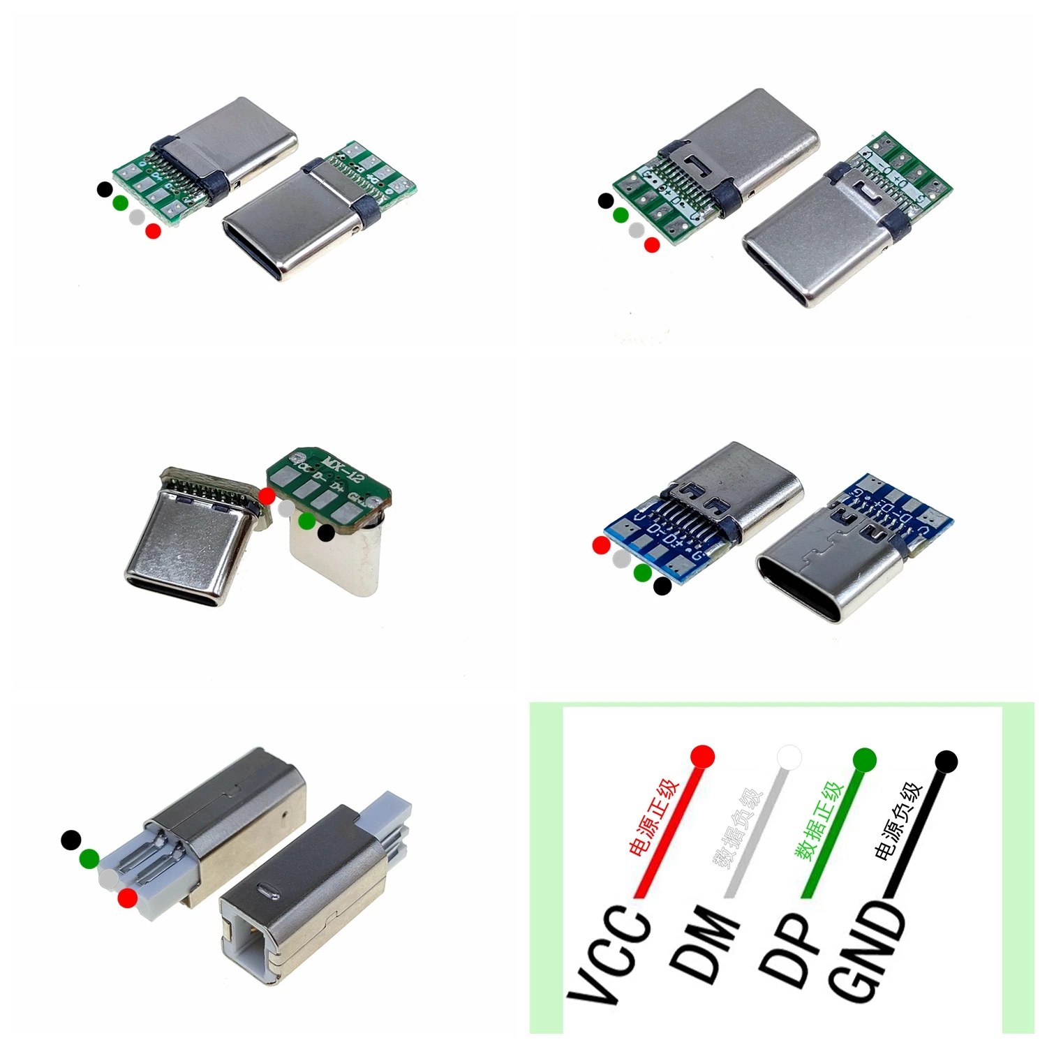 2 PZ USB 2.0 plug up, down, sinistra, destra Gomito personalizzato a forma di L fai-da-te 90 gradi Alimentatore dati Android Micro Type-C Mini USB