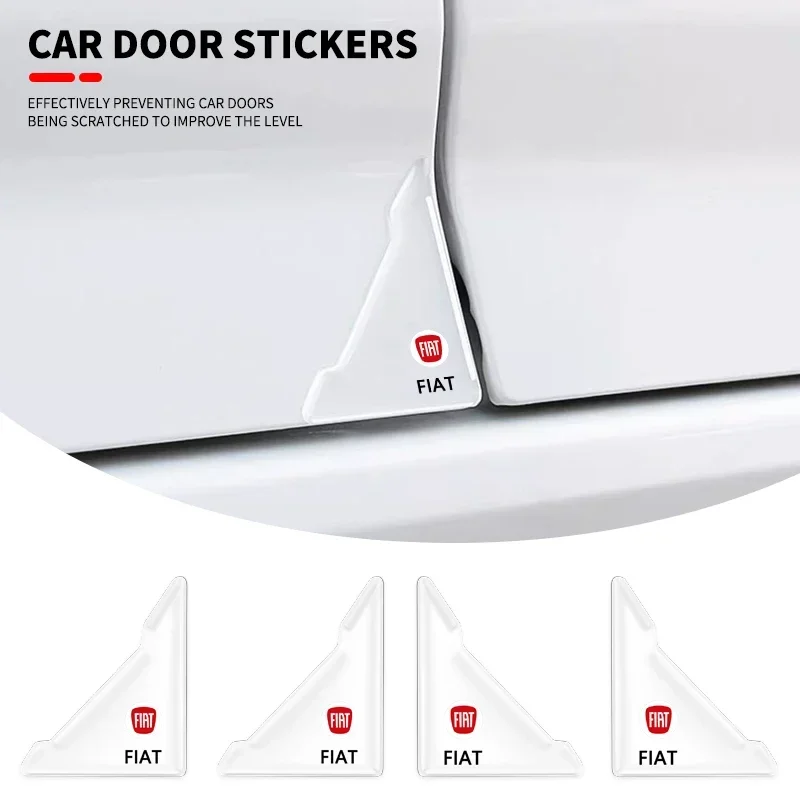 2Pcs Car Door Corner Protector Stickers Decoration For FIAT Abarth 500 Panda Bravo Punto Tipo Linea Ducato Freemont Accessories