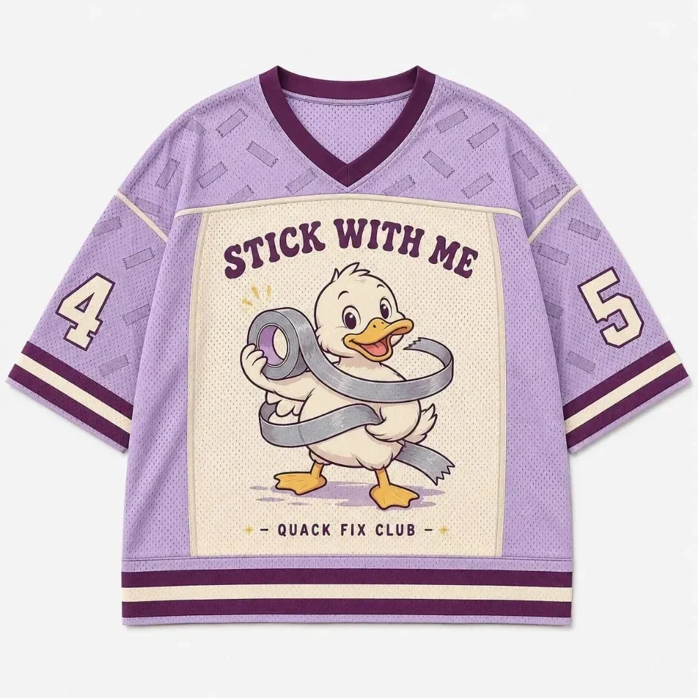Fun Duck 3D Print Men's and Women's V-neck Loose Moisture-Wicking Breathable T-Shirts  Y2K Street Fashion Trendy Family Clothing