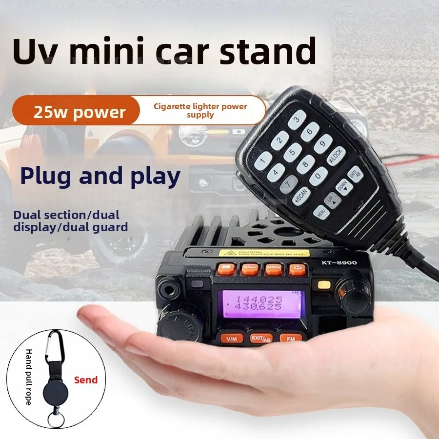Rádio Móvel QYT KT-8900D com LCD Colorido, 25W, Dual Band VHF136-174 UHF400-480MHz, Transceptor FM Veicular com Display Quádruplo KT8900D