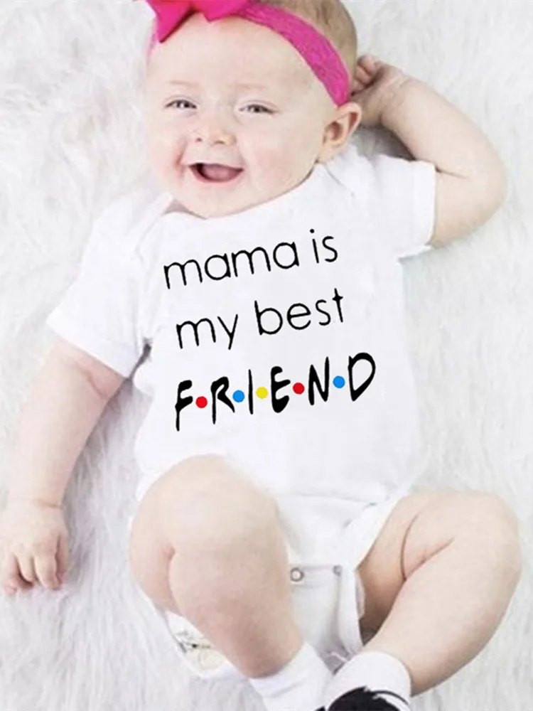 

Mama Is My Best Friend Print Baby Jumpsuit Toddler Girl Boy Clothes Ropa Summer Short Sleeve Bodysuits Funny Infant Shower Gifts