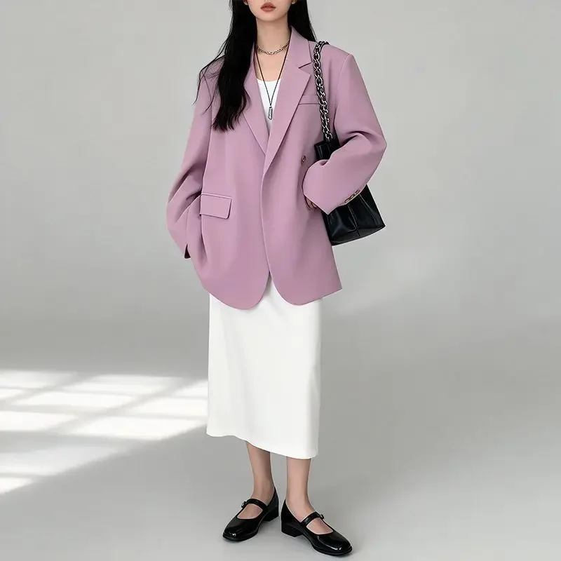 2026 Women Pink Blazer Chic Designer Style Slimming Elegant Casual Suit Jacket Unique Versatile Coat
