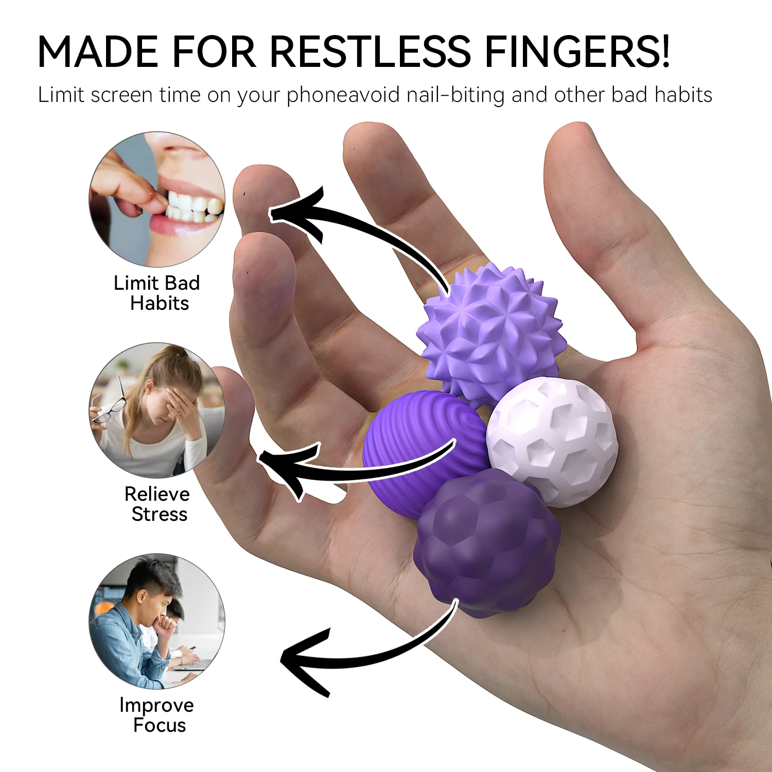 

Fidget Toys Adults – 4/8PCS Magnetic Silicone Stress Balls for Anxiety, Focus & ADHD Relief, Textured Sensory Desk Gadgets