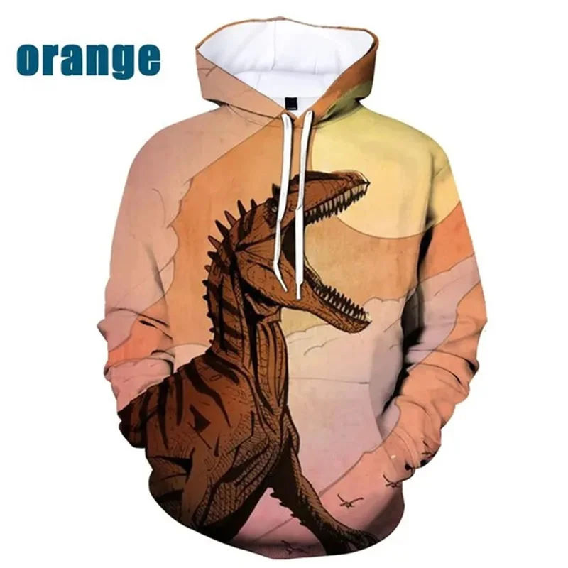 

Dinosaur Pattern Hoodie For Men Retro Animals 3D Printed Long Sleeves Autumn Street Casual Sweatshirt Loose Tops Hooded Pullover