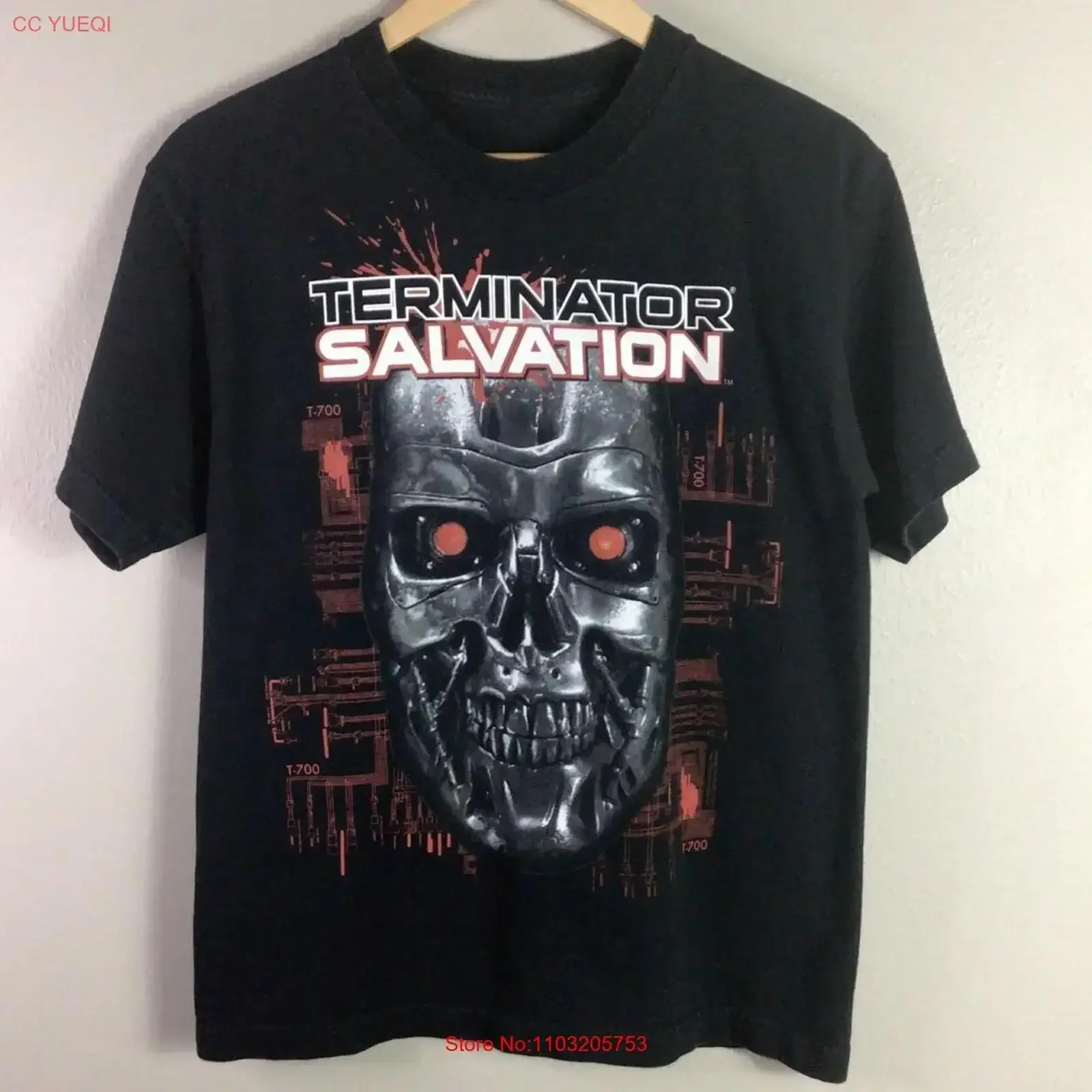 

Vintage Terminator Salvation Movie Promo T Shirt Black Medium Washed Breathable Stylish Slightly designer clothes vintage