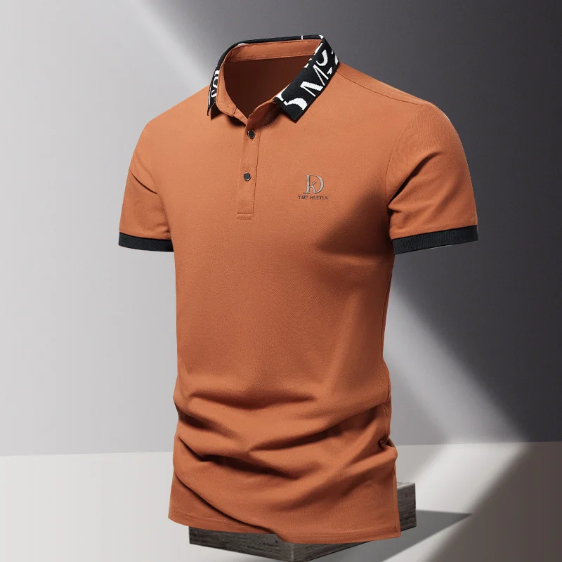 Summer men\'s POLO shirt fashionable ice silk quick drying short sleeved T-shirt solid color loose fitting business collar top