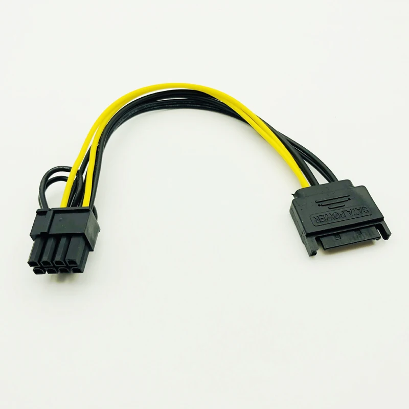 5PCS New 15pin SATA Male to 8pin(6+2) PCI-E Power Supply Cable 20cm SATA Cable 15-pin to 8 pin cable 18AWG Wire for Graphic Card