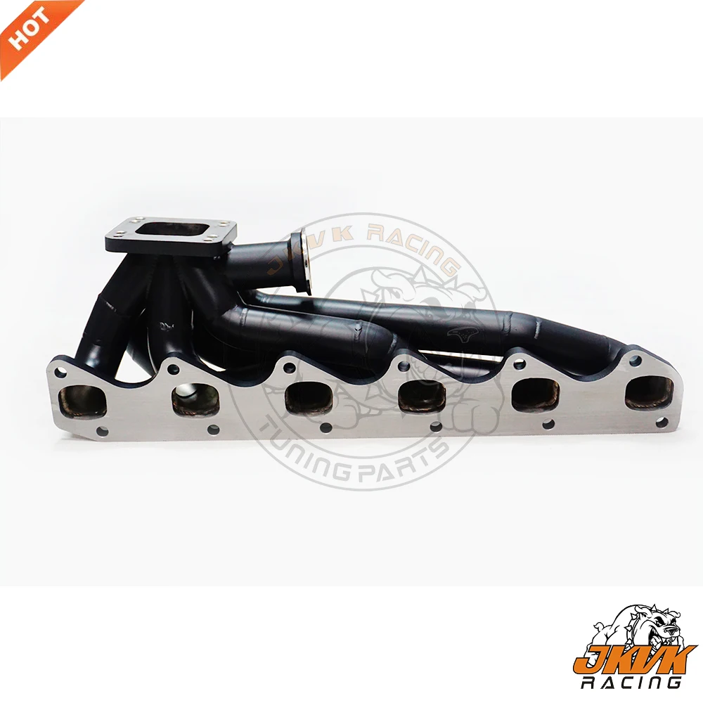 JKVK RACING Black Ceramic Coating 42OD 3mm Thick Turbo Manifold For M30 T3/T4 Turbo E30/E32/E34/E28/E24/E23/E9