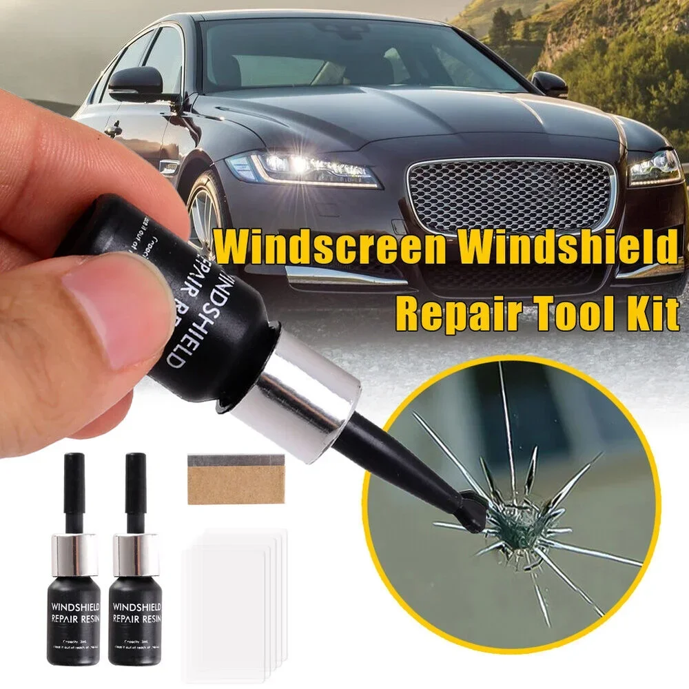 2/4PCS Automotive Glass Nano Repair Fluid Car Windshield Resin Crack Tool-Kit Scratch Agent Glass Repair Adhesive Set