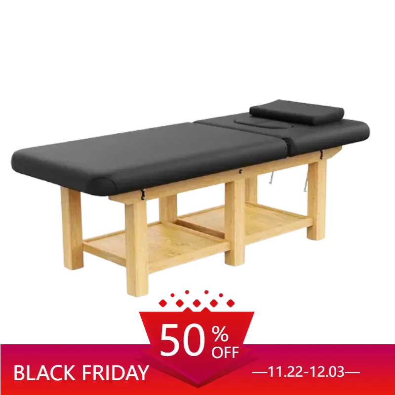 Wood Wide Stationary Massage Table For Treatment Table Physical Therapy Table Spa Facial Lettino Da Massaggio Bed PU Leather