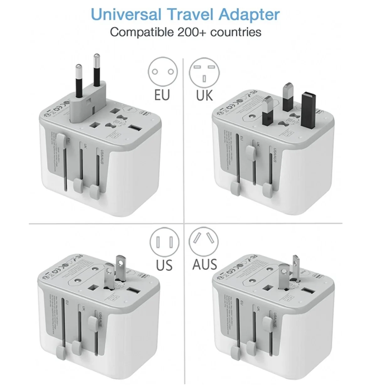 Tessan-旅行用ユニバーサル充電器,USBおよびCタイプケーブル付きのユニバーサルトラベルアダプター,旅行に最適