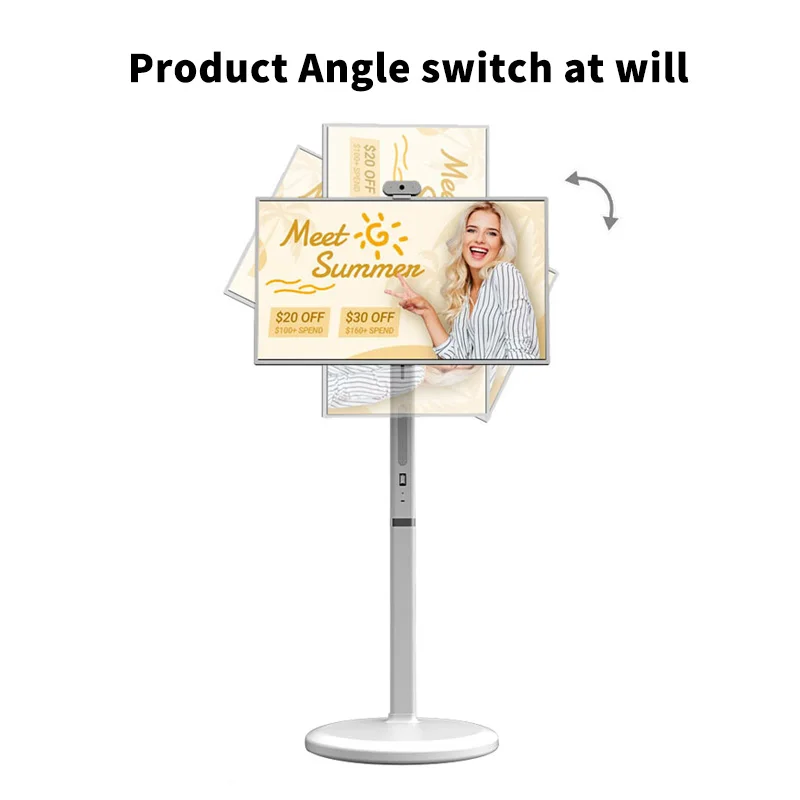 Smart TV Customization 21.5 Inch 1080P Rotatable Touch Screen Android TV Mobile Portable TV with Stand 4GB + 64GB