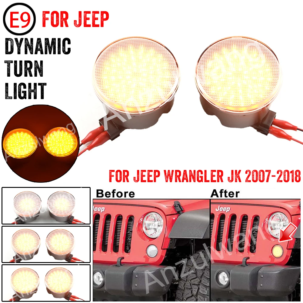 

Plug&Play steering Light LED Turn Signal Light Parking For Jeep Wrangler JK 2007-2018 Side Marker Lamp Fender Smoke Lens