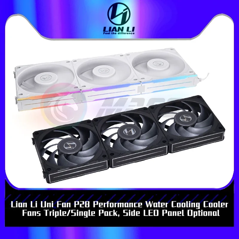 מאוורר קירור מים ביצועי Lian Li Uni Fan P28, חבילה משולשת/יחידה, פאנל LED צדדי אופציונלי