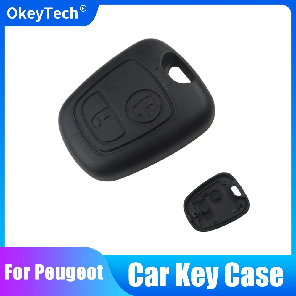 

OkeyTech for Peugeot 107 206 207 306 307 407 Citroen Key Shell Front Car Key Fob Replacement 2 Button Remote Blank Cover Case