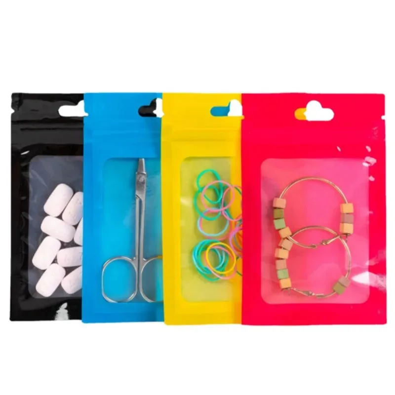 

100PCS Glossy Frosted Window Ziplock Bag DIY Matcha Sugar Candy Snack Dataline Phonecell Hardware Xmas Gifts Packaging Pouches