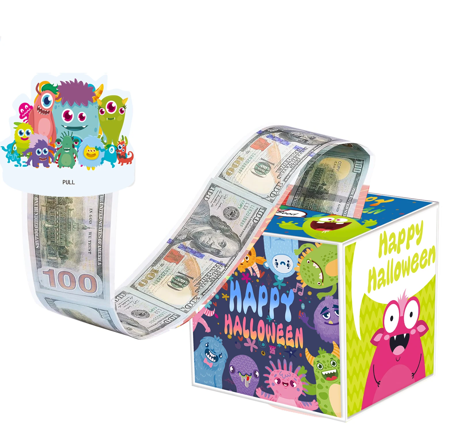 Halloween Party Money Box for Cash Gift Surprise Money Gift Boxes for Kids Adults with Pull Out Happy Birthday Day Card