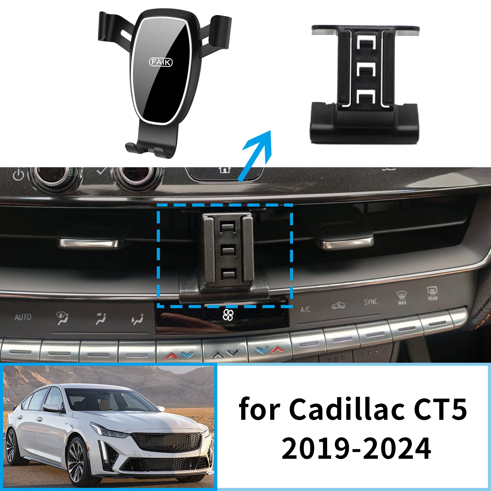 

Car Mobile Phone Holder GPS Bracket for Cadillac CT5 2019 2020 2021 2022 2023 2024 Navigation Stand Auto Accessories