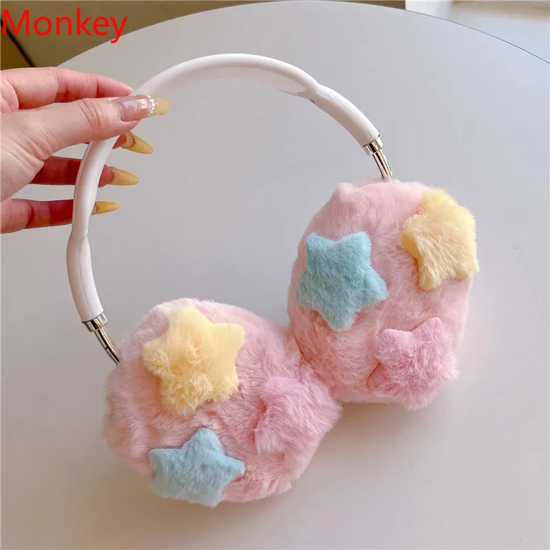 INS لطيف فروي ثلاثية الأبعاد ستار سماعات الحالات ل Airpods ماكس جميل بولي TPU لينة سيليكون الغطاء الواقي ل أبل Air Pods ماكس سماعة #2