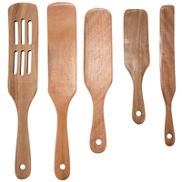 5Pcs Wooden Spatula Set Wood Spoons For Cooking, Spurtles Wood Kitchen Natural Teak Utensils Tools