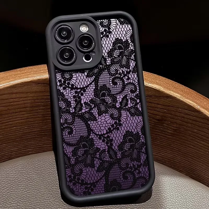 Coque de téléphone pour OnePlus 15 13 13T 12 12R 11 11R 10R 8T Nord CE Ace 2 3 4 5 6 Lite 5G, coque arrière en Silicone souple, dentelle noire et violette