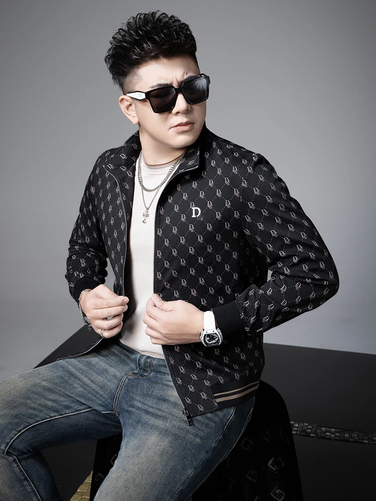 

Мужская повседневная куртка Ele с принтом и воротником-стойкой, весна 2026, легкая, класса люкс, из полиэфирного волокна, с длинным рукавом