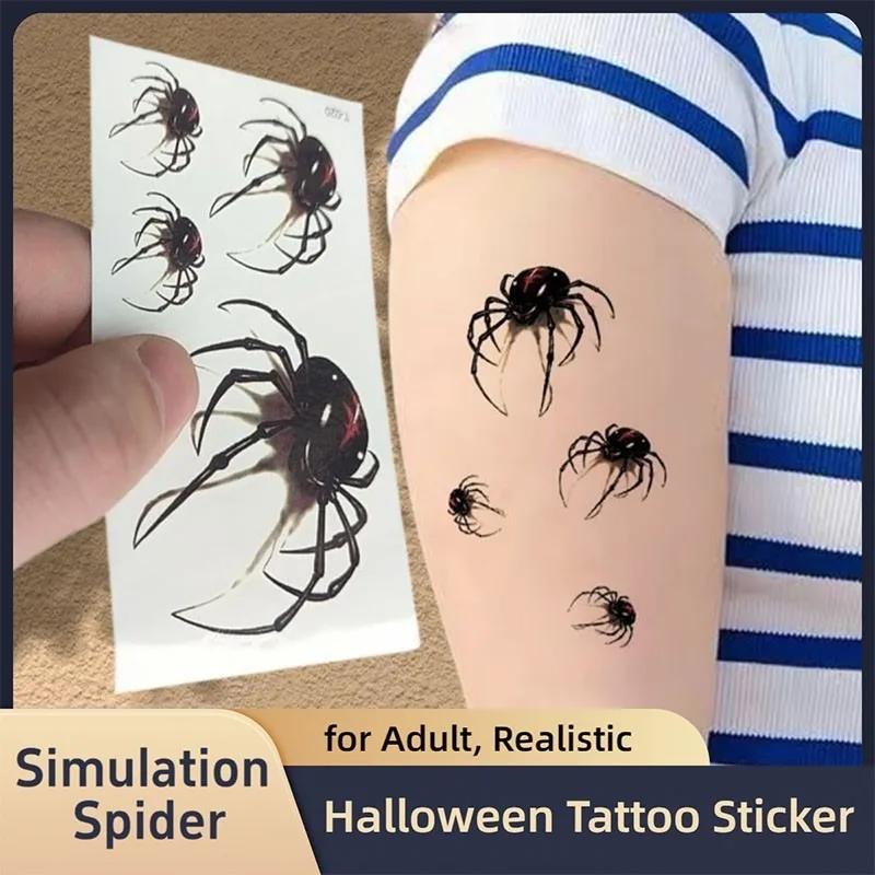 不気味なスパイダー タトゥー ステッカー – ハロウィン ホラー用防水